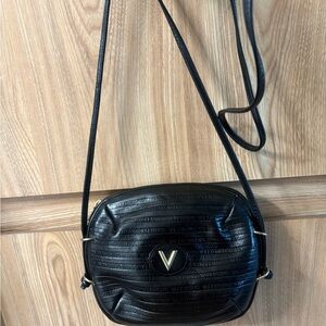Auth Mario Valentino Shoulder Bag V logo Leather  Crossbody Bag